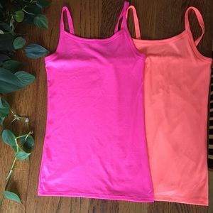 Pair of 2 neon tanks. ribbed material